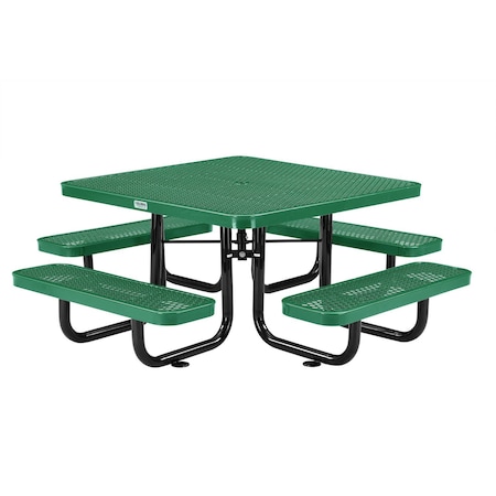 Global Industrial Square Kids Picnic Table, Green, Expanded Metal, 46 in L, 24-1/2 in H Overall 277151KGN